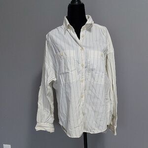 Off-White Plaid Button Down Shirt with Relaxed Fit